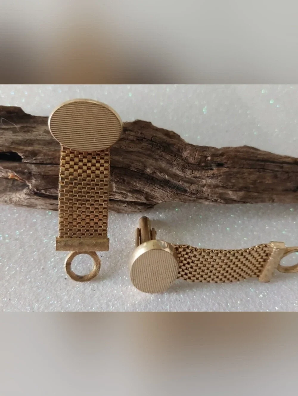 Dante Gold Mesh Cuff Links with Textured Design, Estate Jewelry, Vintage